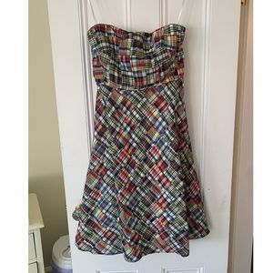 J. Crew Plaid Strapless Dress